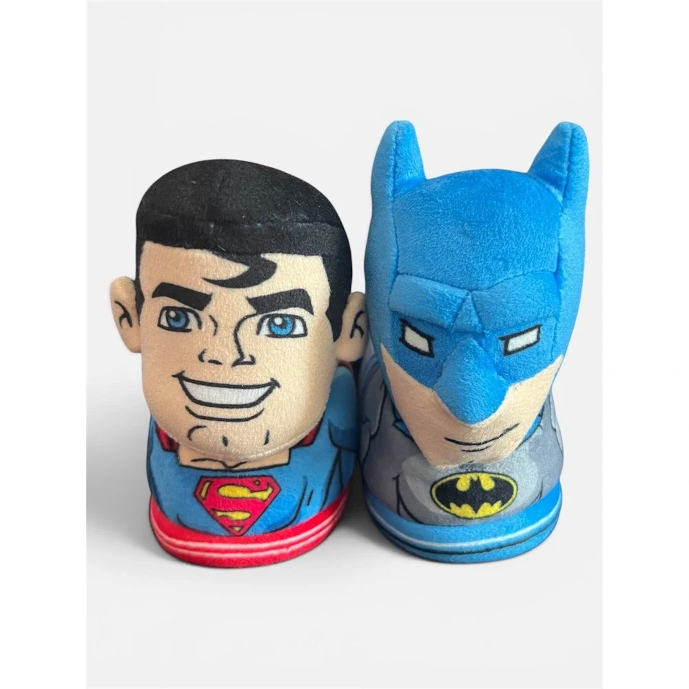DC Super Friends Batman Superman Kids Slippers Blue Red Size 5-6 WMBTSF42AC002